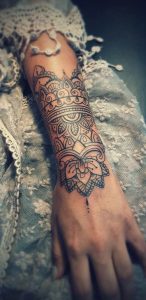 Mandala Outer Forearm Tattoo Ideas For Women Black Henna Floral pertaining to dimensions 995 X 2048
