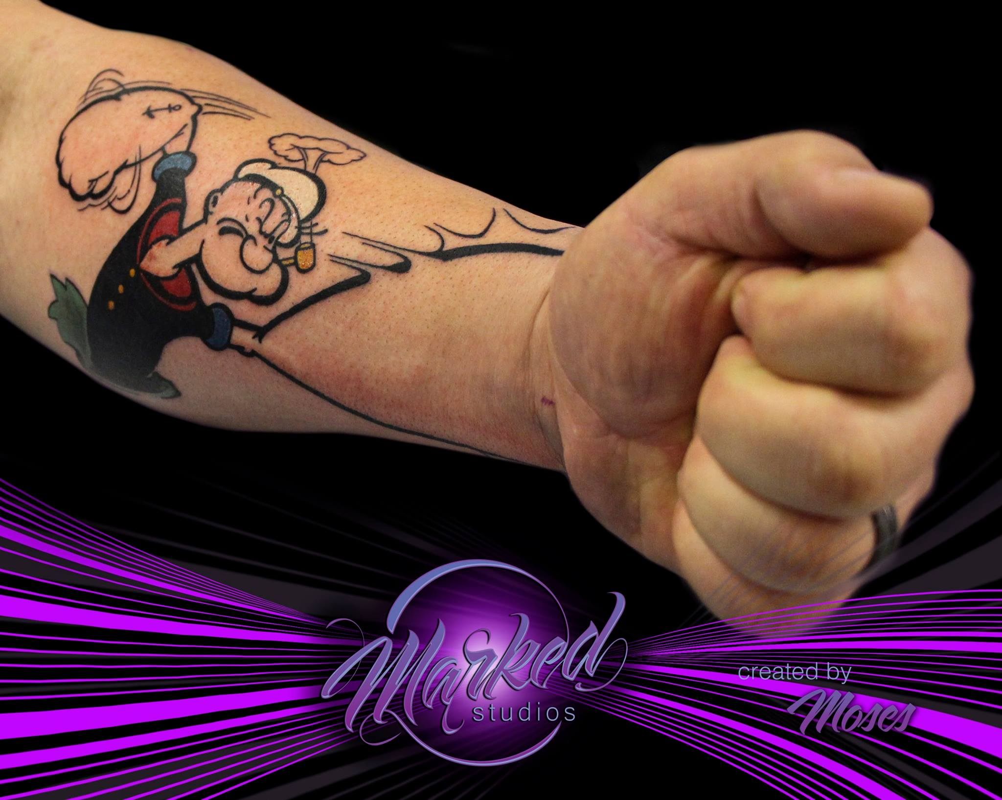 Marked Studios An Awesome Take On The Popeye Arm Tattoo Moses inside dimensions 2048 X 1635