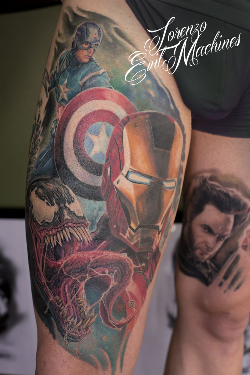 Marvel Realistic Color Tattoo Captain America Iron Man Venom within proportions 800 X 1200