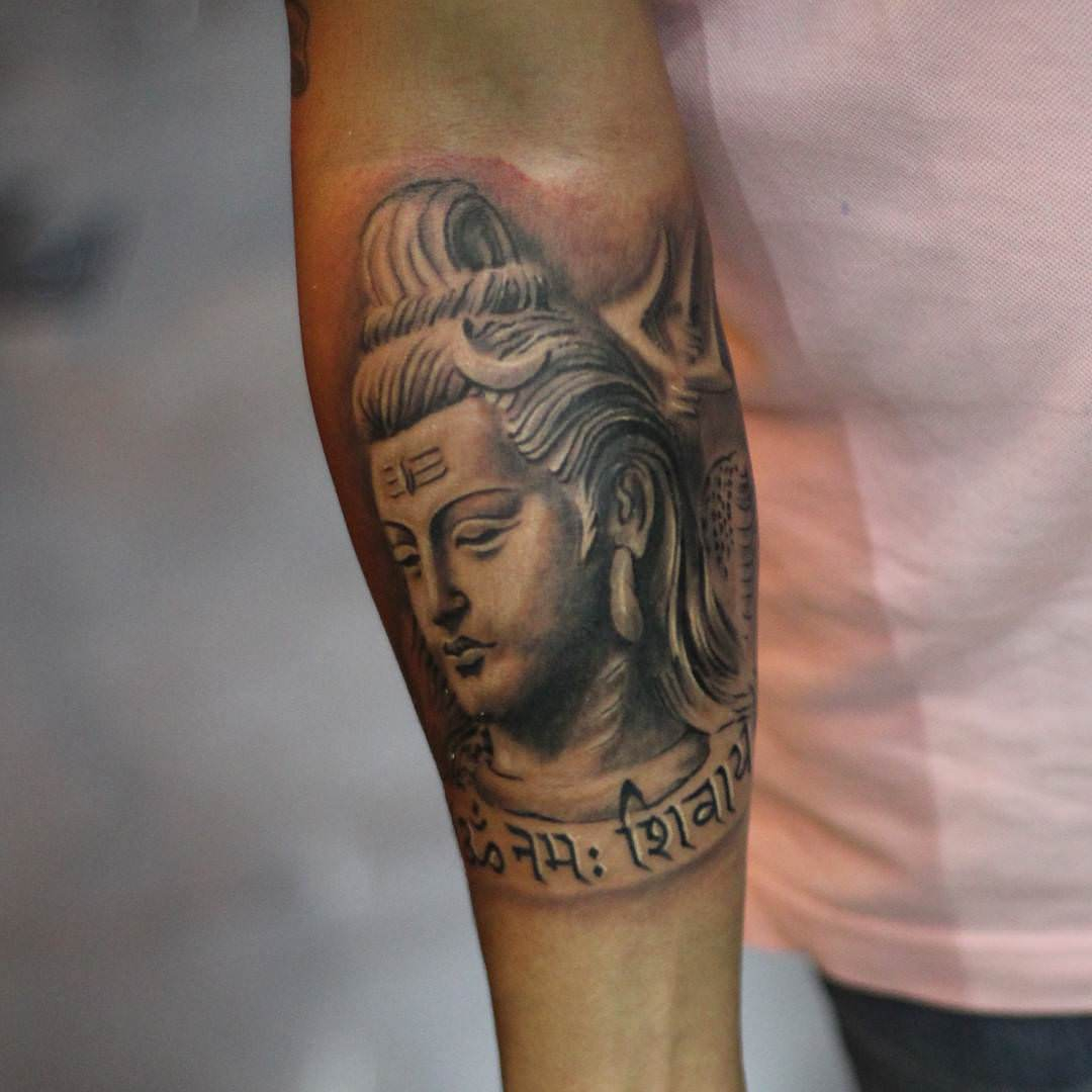 Men Show Forearm Sleeve Spiritual Religious God Shiva Face Tattoo intended for dimensions 1080 X 1080