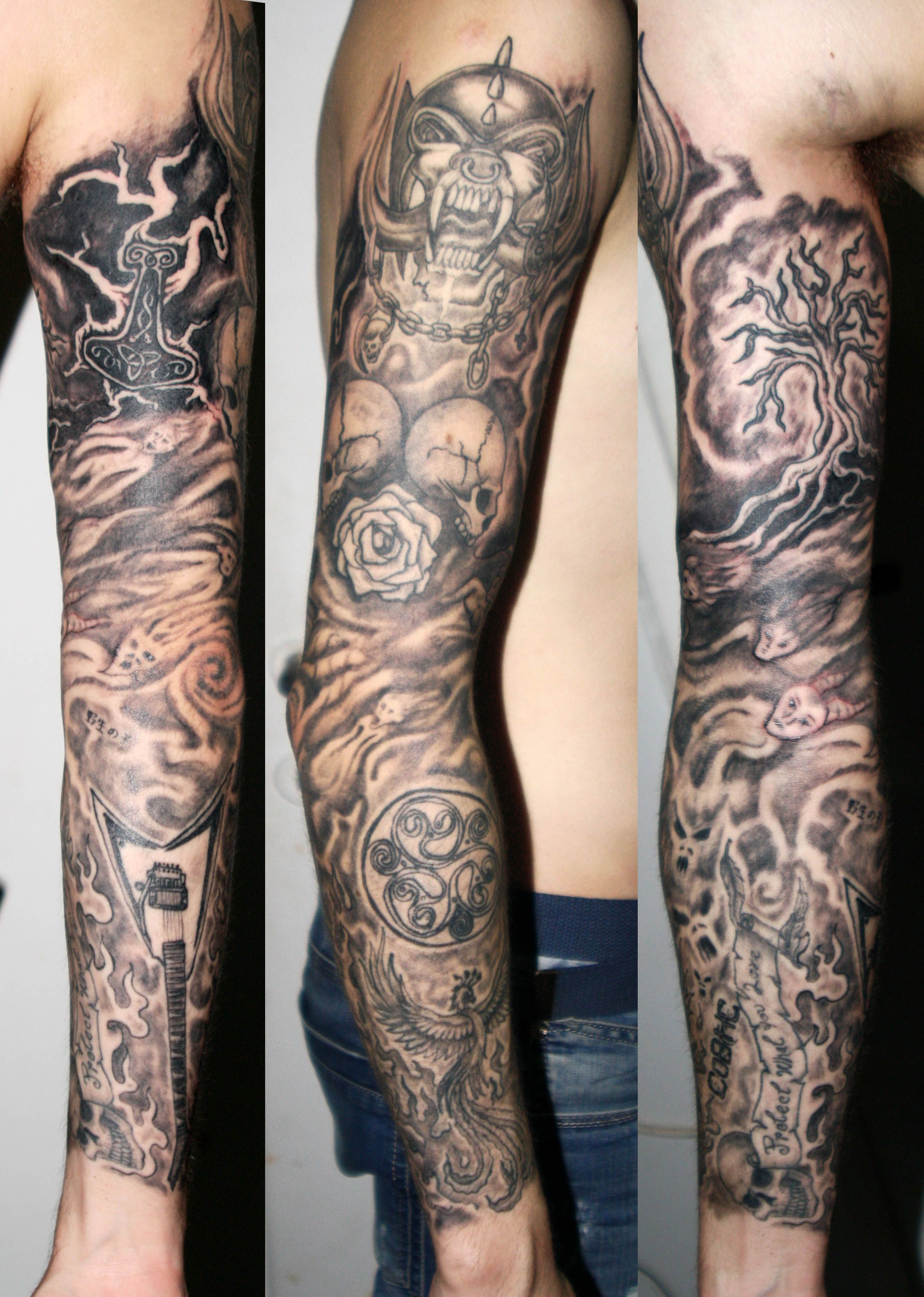 Metal Band Inspired Tattoo Sleeve Tattoos Valhalla Tattoo in proportions 2579 X 3619