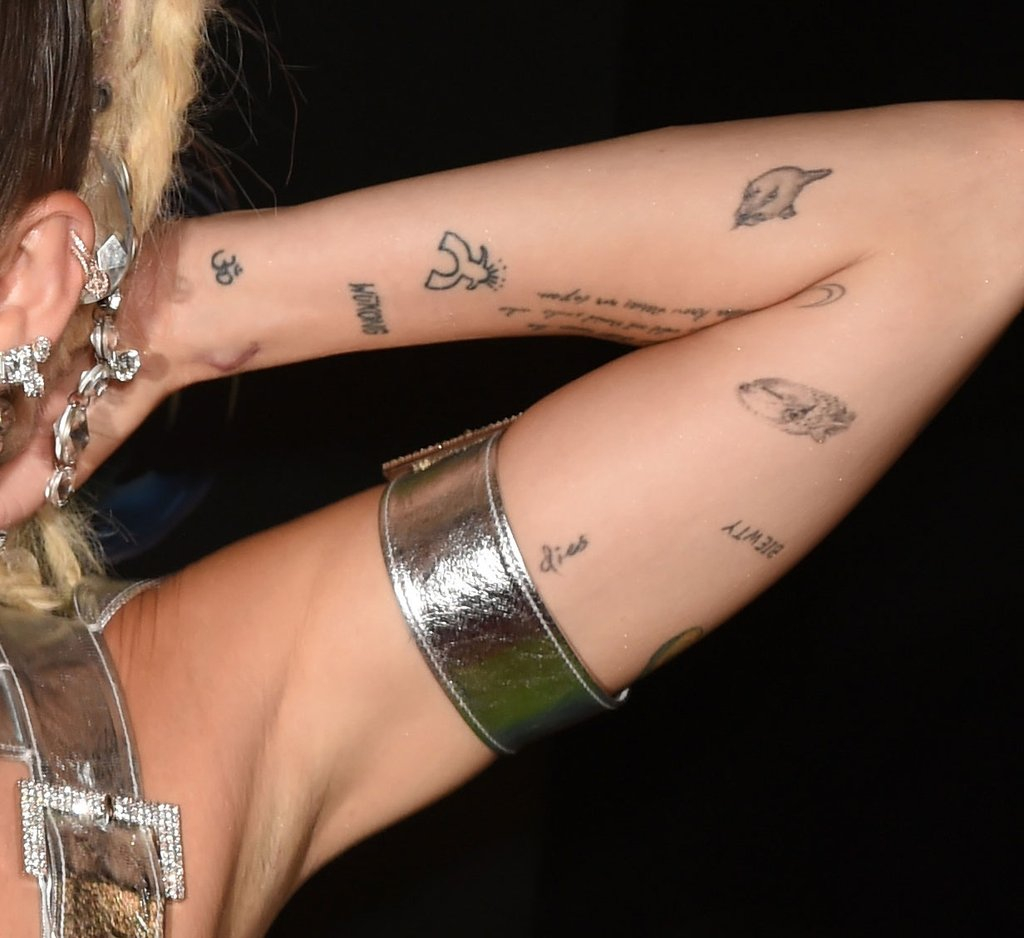 Mileys Left Arm Is Just As Packed With Tattoos As Her Right throughout measurements 1024 X 938