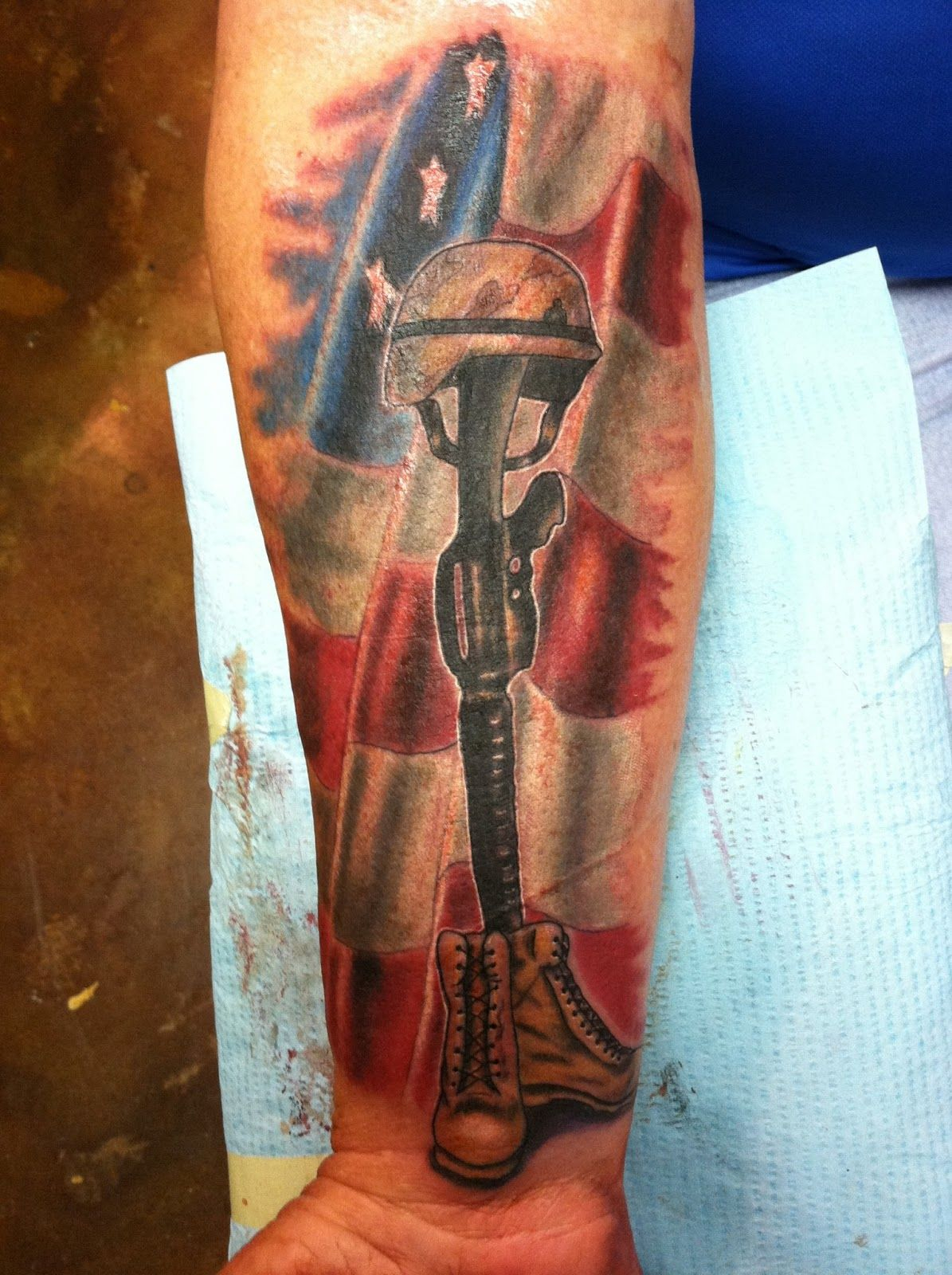 Military Memorial Forearm Tattoo David Meek Tattoos Tucson for sizing 1195 X 1600