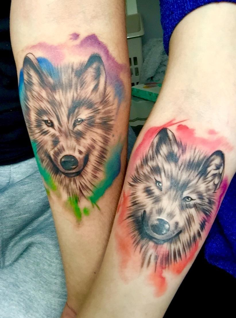 Mine And My Partners Water Colour Wolf Tattoos Nat At The intended for sizing 822 X 1107