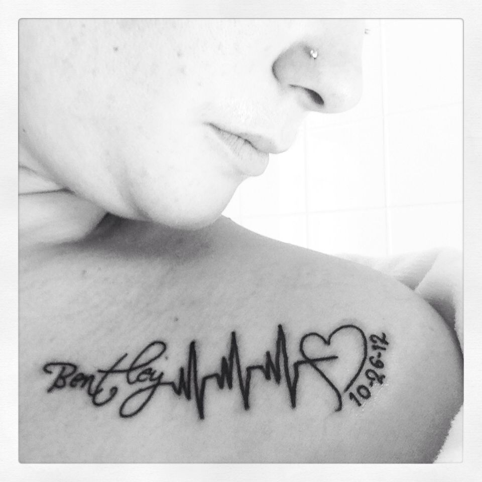 My Fav Tattoo I Have My Sons Name With His Heartbeat And His with measurements 960 X 960