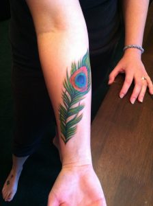 My Peacock Feather Tat Forearm Andrea Black Lotus Tattoo in dimensions 1936 X 2592