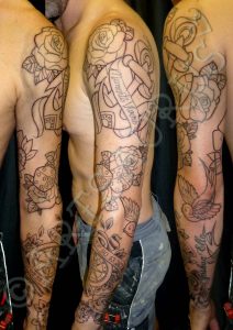 Nice Old School Tattoo On Left Full Sleeve For Men Tattoos pertaining to sizing 1600 X 2263