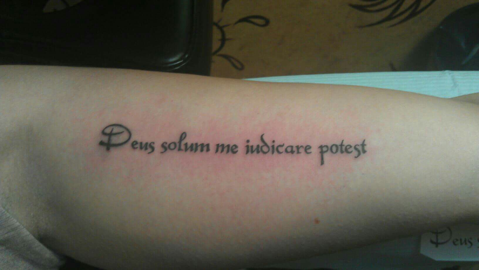 Only God Can Judge Me Inner Arm Tattoo In Latin Tattoos inside dimensions 1632 X 920