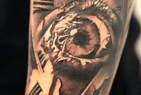 Original Designed Big Clock Tattoo With Scary Eye On Arm Tattoowf regarding measurements 791 X 1055