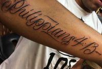Philippians 413 Tattoo On The Right Forearm Forearm Tattoos regarding proportions 1000 X 1000