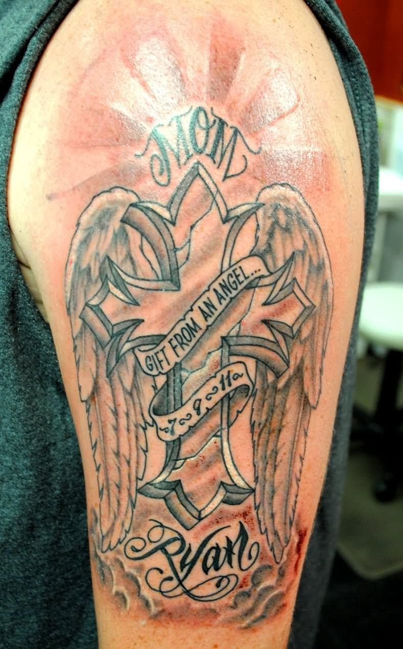 Pics Photos Cross Wings Memorial Tattoo Angel Wing Memorial throughout size 789 X 1270