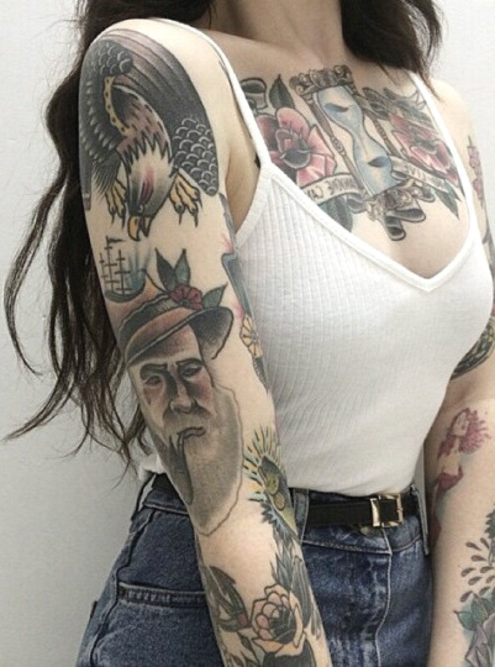 Pinup Colorful Full Arm Sleeve Tattoo Ideas For Women Vintage with size 1000 X 1347