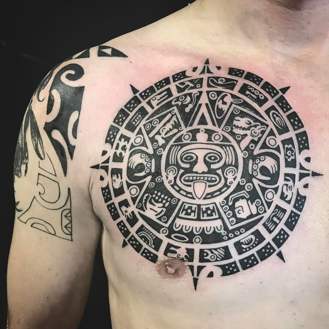 Polynesian Chest Piece Part Of Mayan Calendar Tattoo with dimensions 1080 X 1080