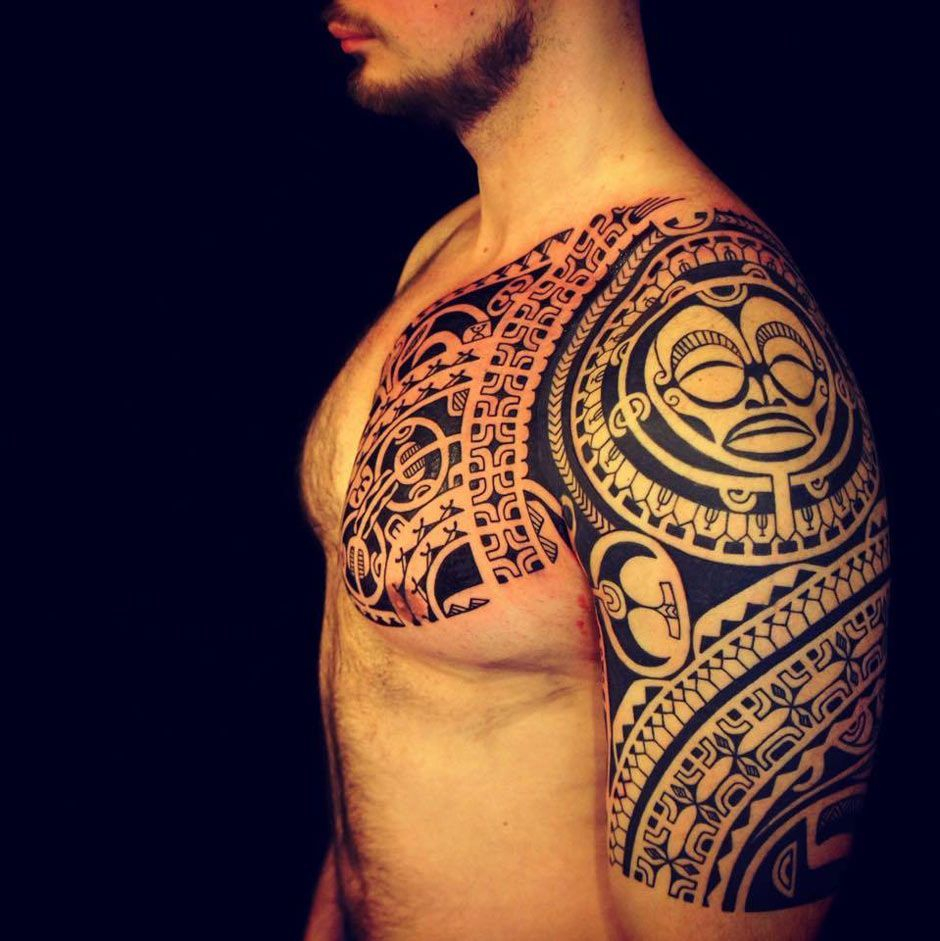 Polynesian Tribal Chest And Sleeve Tattoo Polynesian Tattoos in size 940 X 941