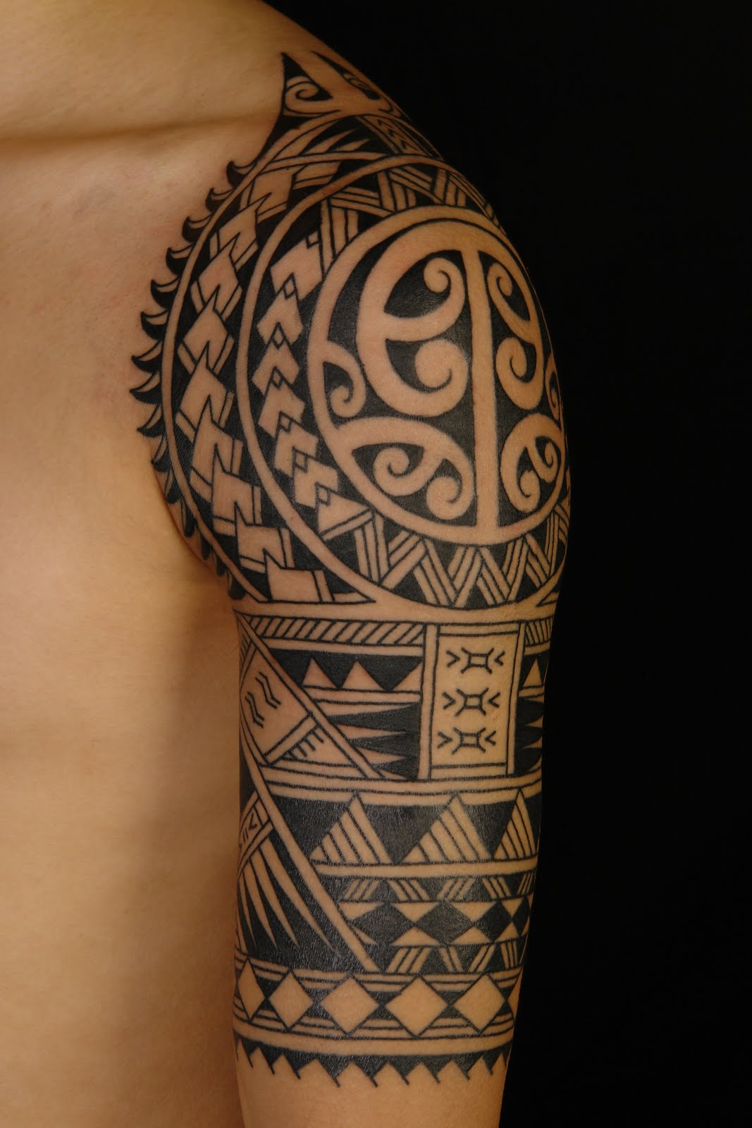 Polynesian Tribal Half Sleeve Tattoo For Men throughout dimensions 1067 X 1600