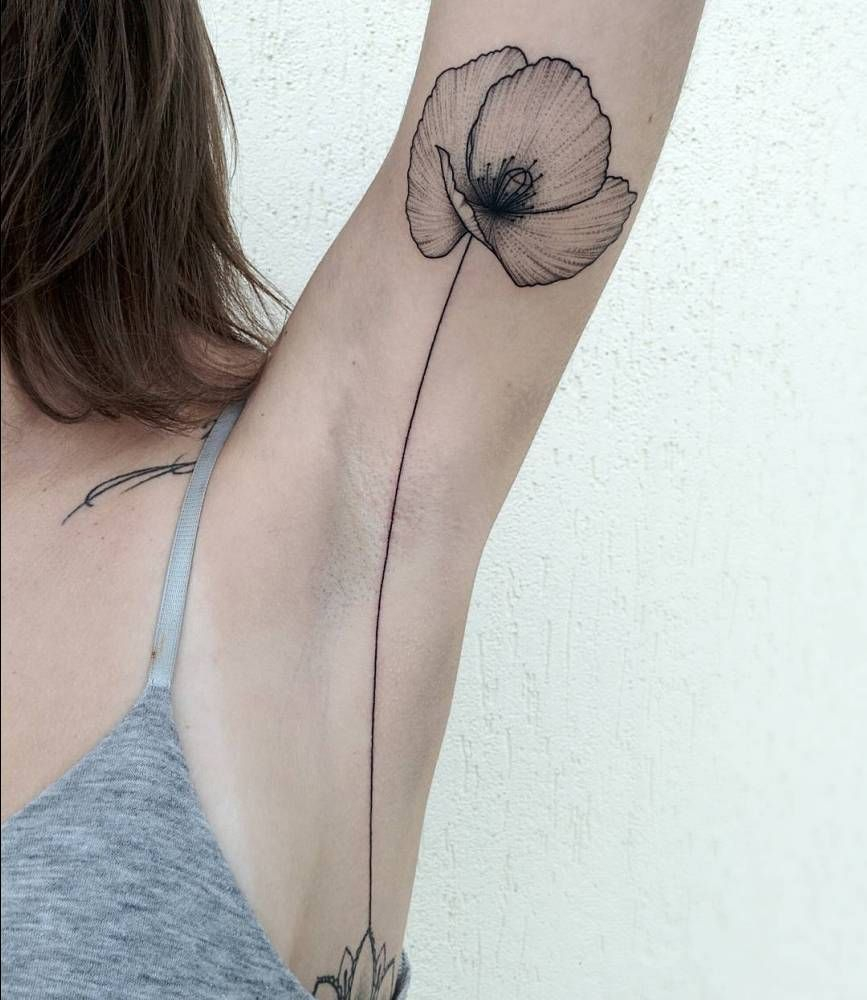 Poppy Tattoo On The Left Armpit Ink Me Up More Piercings Please regarding size 867 X 1000