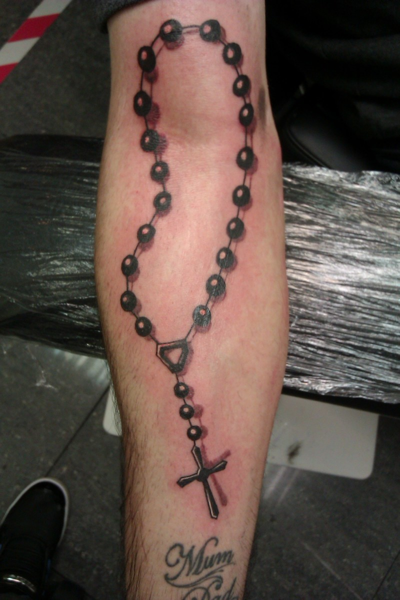 Realistic Black Rosary Forearm Tattoo with regard to measurements 800 X 1200