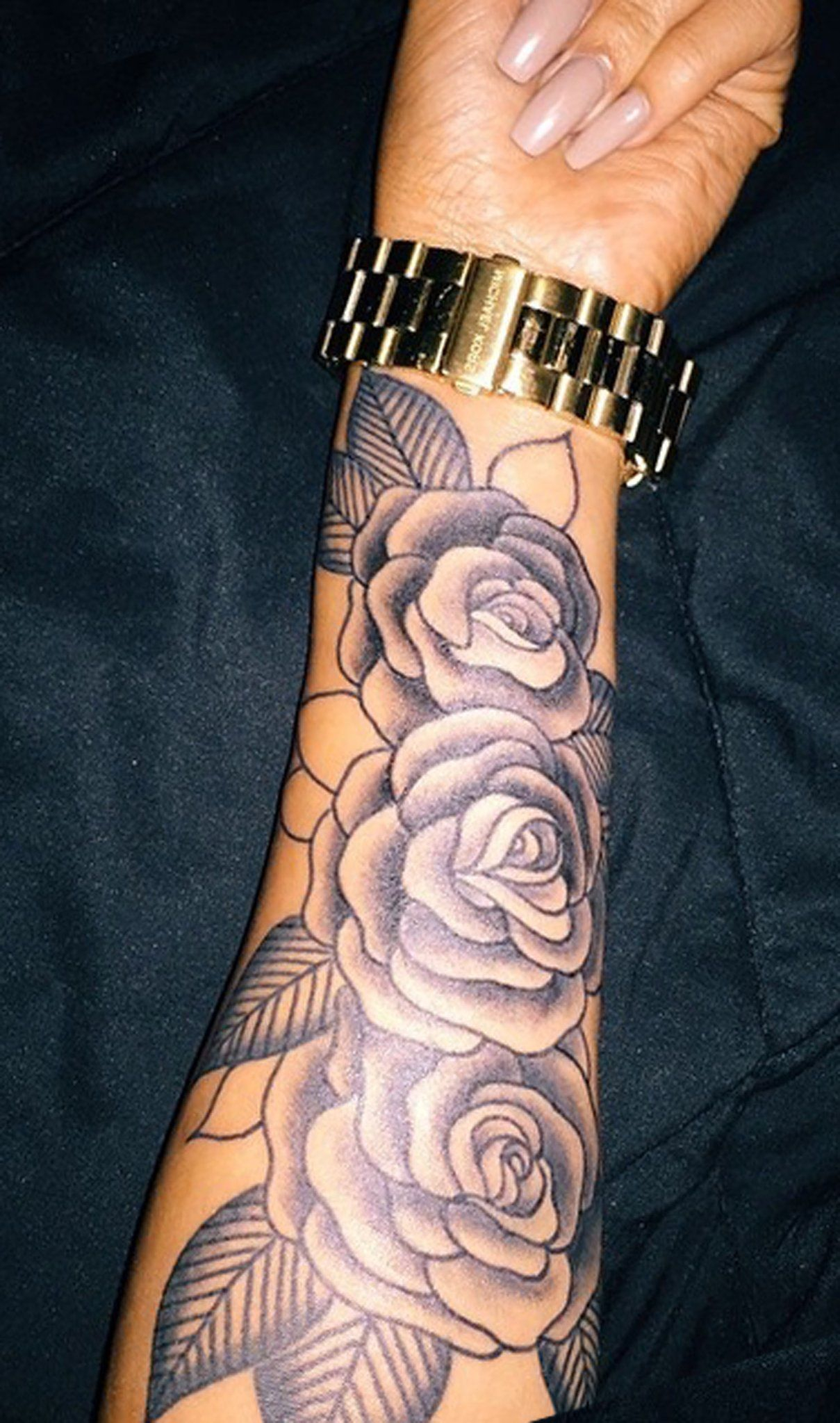 Realistic Vintage Rose Forearm Tattoo Ideas For Women Black Floral for size 1209 X 2047
