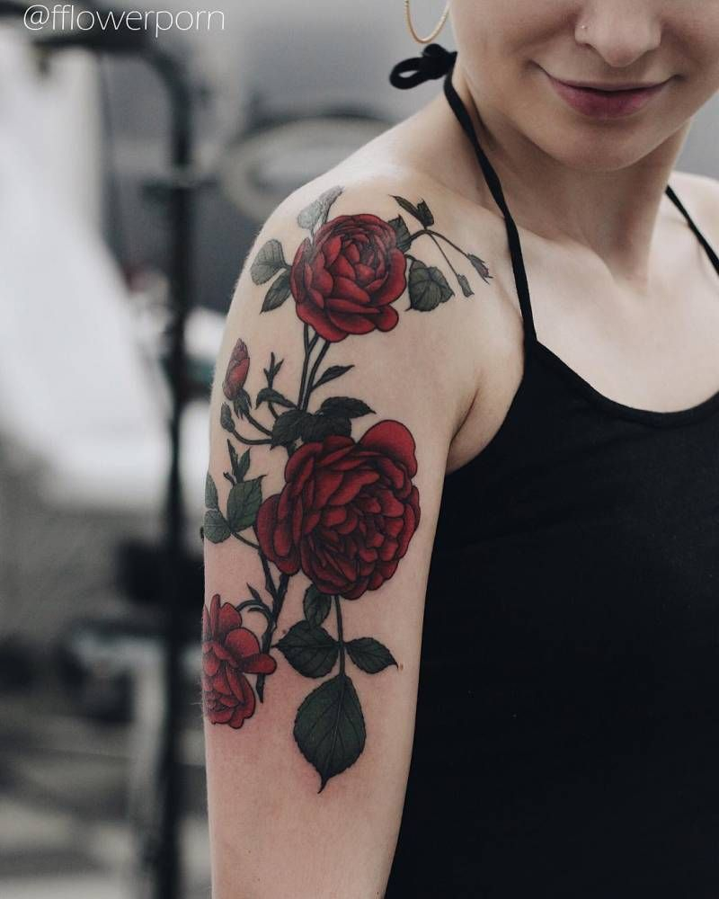 Red Roses For Frances On The Right Upper Arm And Shoulder Nature intended for sizing 800 X 1000