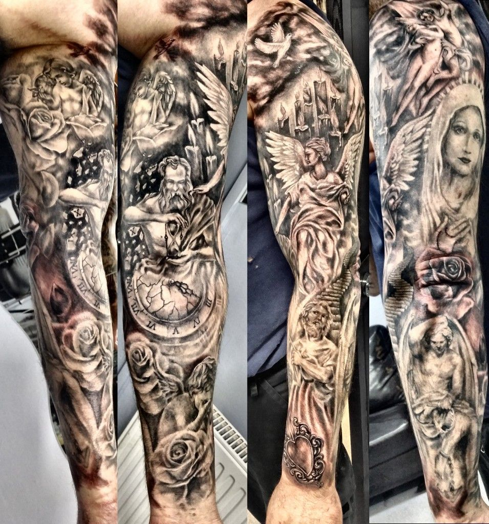 Religious Sleeve Tattoo Justyna Kurzelowska Tattoos within size 955 X 1024