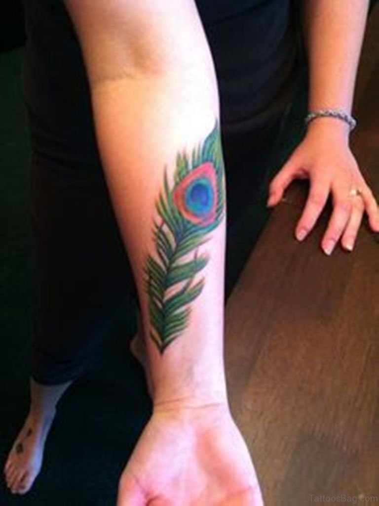 Right Forearm Peacock Feather Tattoo Idea throughout measurements 768 X 1024