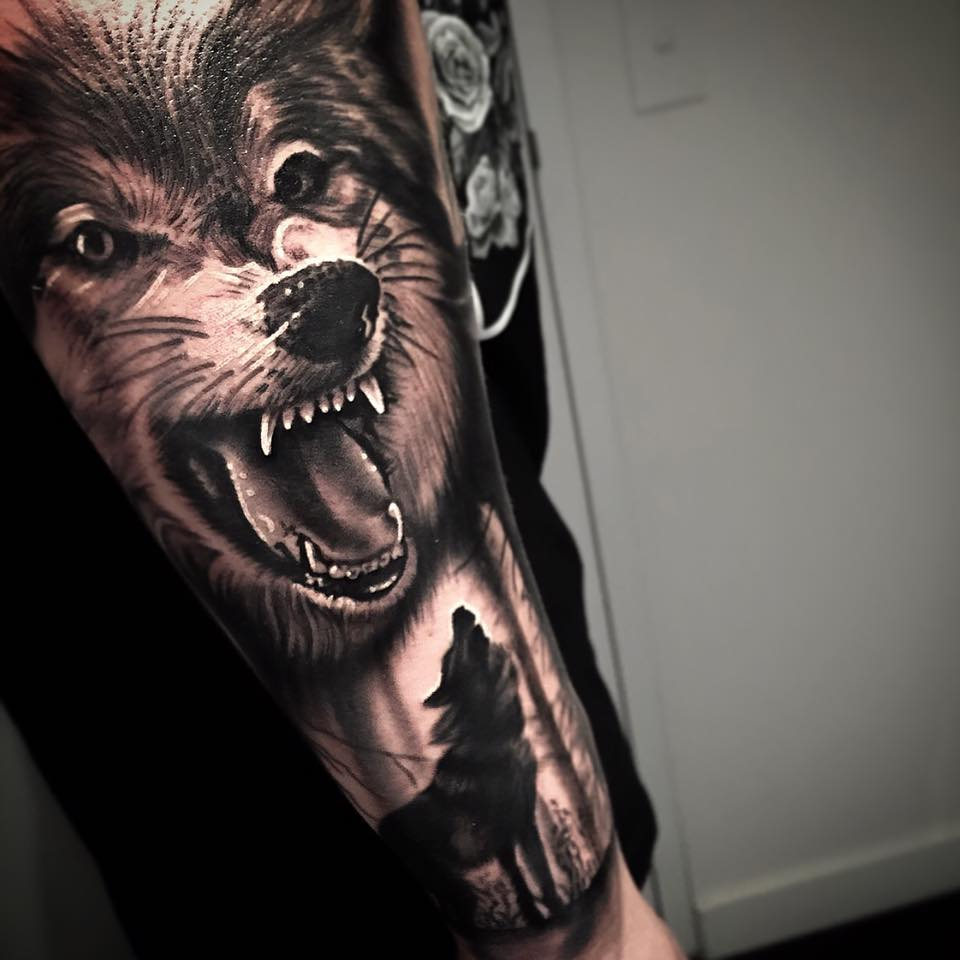 Roaring And Howling Wolves Tattoo regarding measurements 960 X 960