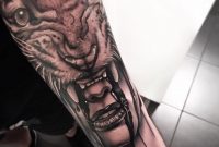 Roaring Tiger Masked Girl Tattoo On Arm intended for measurements 960 X 952