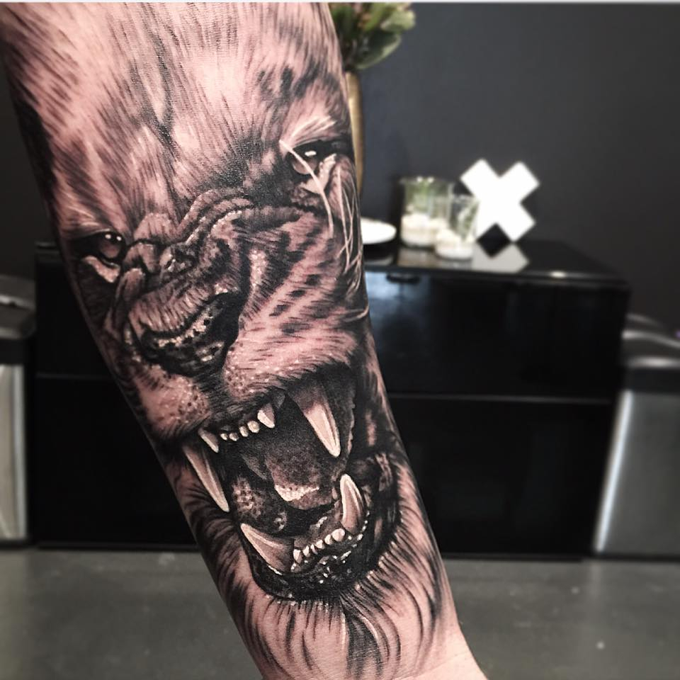 Roaring Wolf Tattoo On Arm with measurements 960 X 960