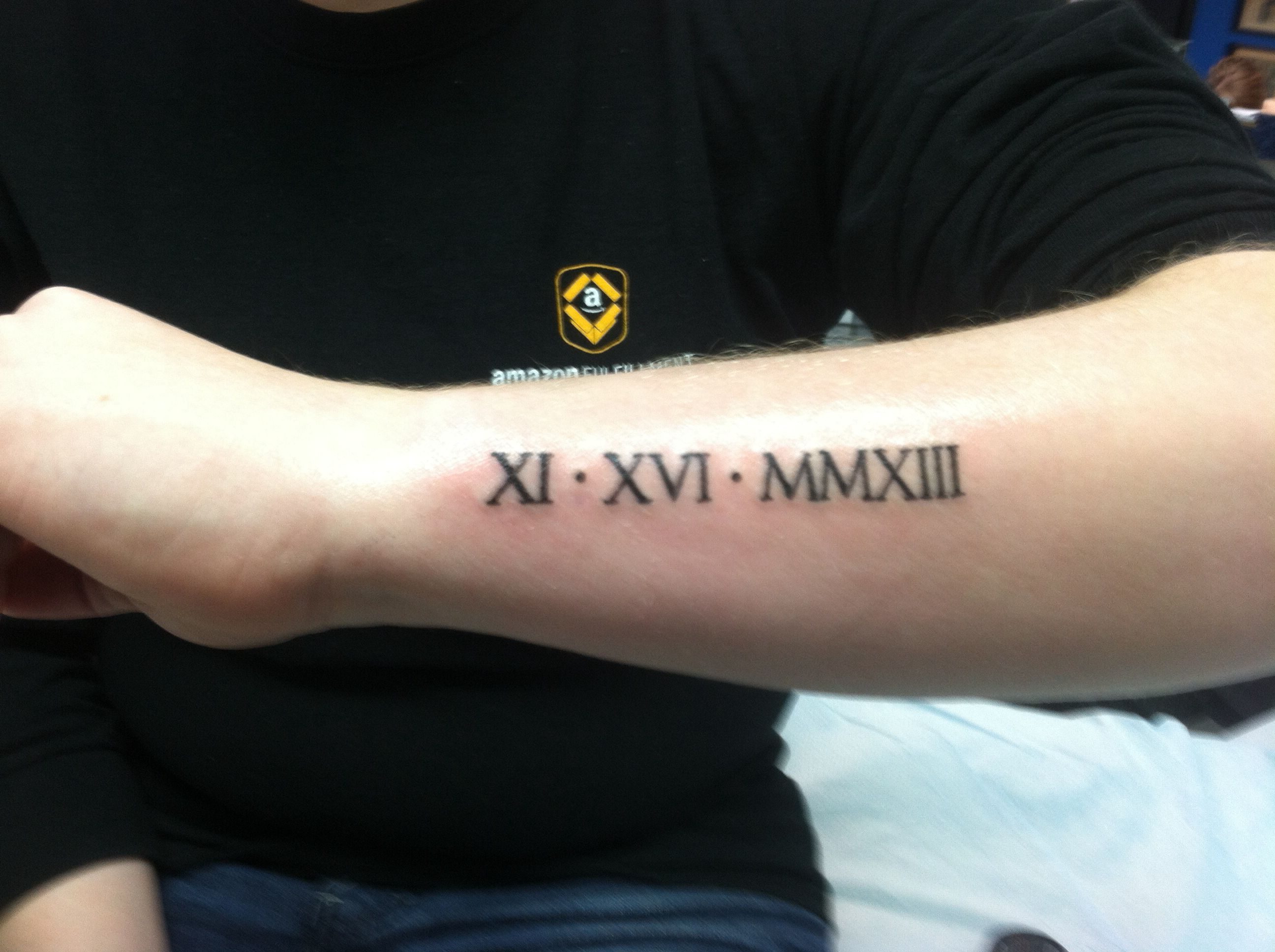 Roman Numerals Tattoo Of Ians Birthday On My Arm My Creations in dimensions 2592 X 1936
