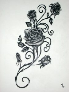 Roses With Vines Drawing Rose Vine Drawing Black Rose Vine Tattoos for measurements 1280 X 1706