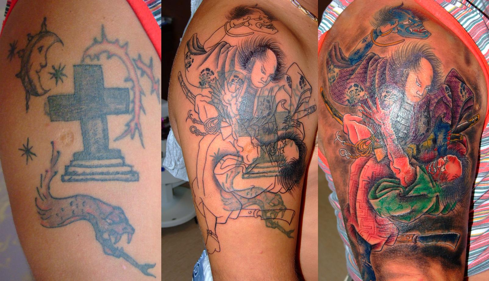 Samurai In Fight Cover Up Arm Tattoo Design Tattoomagz in dimensions 1604 X 924