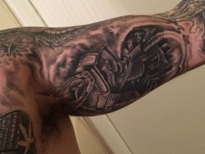 Samurai Tattoo Inside Left Arm Completed Dammnice Tattoos Yonkers within size 1334 X 1000