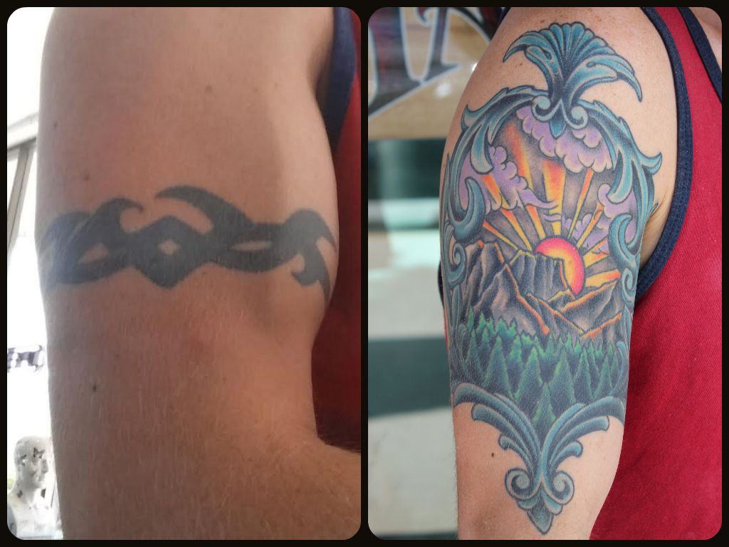 Tribal dragon tattoo cover up