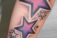 Shooting Red White And Blue Nautical Star Tattoo Big And Small with sizing 970 X 2296