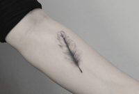 Single Needle Feather Tattoo On The Left Inner Forearm Fine Line with regard to proportions 1000 X 1000