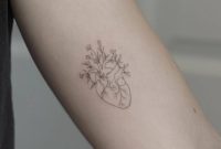 Single Needle Flower Heart Tattoo On The Left Inner Arm T regarding size 1000 X 1000