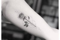 Single Needle Rose Tattoo On The Left Inner Arm Fun Tattoos with regard to measurements 1000 X 1000