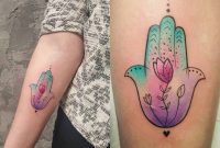 Sketchy Watercolor Style Hamsa Tattoo On The Right Inner Arm Tattoo for size 1000 X 1000