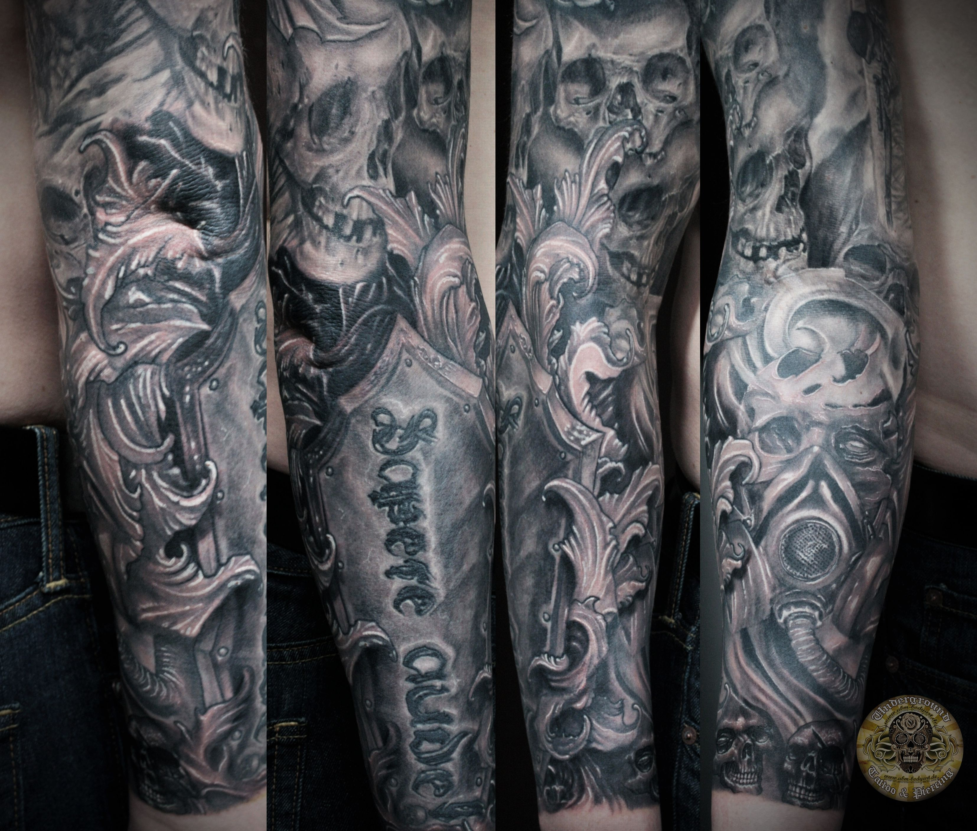 Skull Horror Viking Military Armsleeve Fore Arm 2facetattoo inside proportions 3309 X 2816