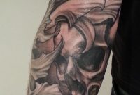 Skull Sleeve Just Finished Today Black And Grey Realistic Skulls intended for proportions 1268 X 2856