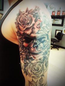 Skull With Roses On Arm Thepipper27 On Deviantart in measurements 774 X 1032