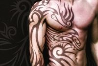 Sleeve And Chest Tribal Tattoo For Men with proportions 1500 X 1500