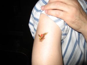 Small Cute Colorful Flying Eagle Tattoo On Arm regarding sizing 1024 X 768