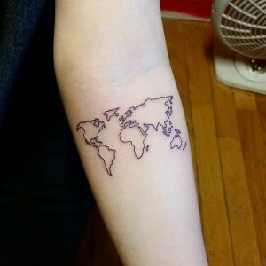 Small Forearm Tattoo Of The World Map Tattoo Artist Jay Shin for sizing 1200 X 1200