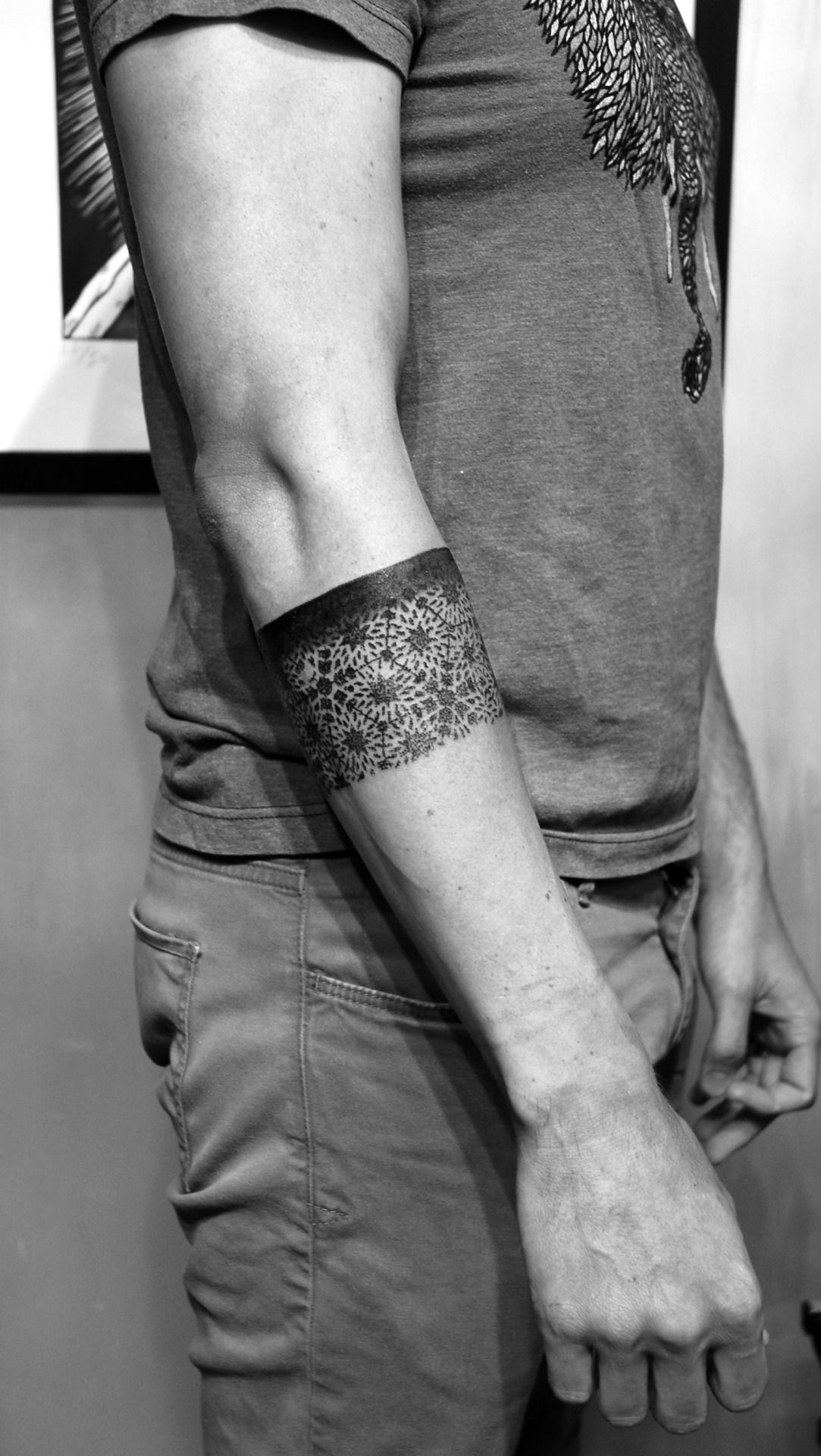 Stippled Geometric Black Work Arm Band Tattoo Oliver Kenton San inside proportions 1083 X 1920