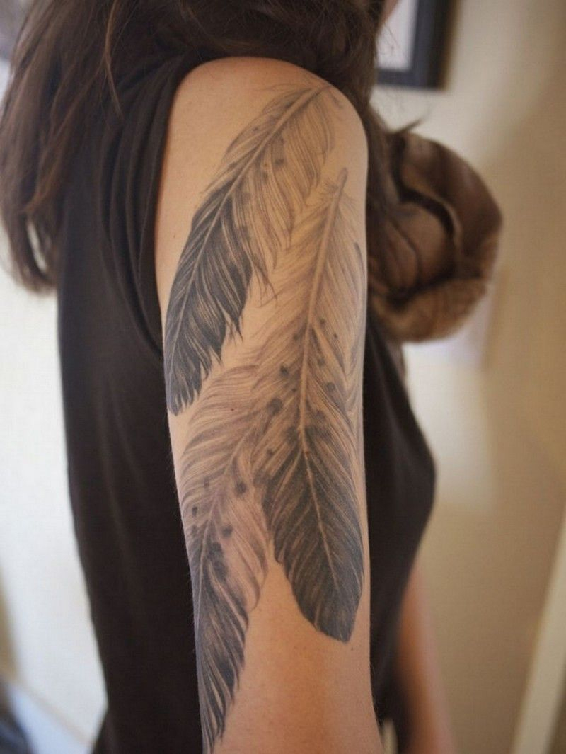 Studded Hearts Ink Tattoo Inspiration Feathers Arm Tattoo inside sizing 800 X 1065