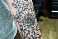 Sunflower And Cherry Blossoms Forearm Tattoo Kylie Wild Heslop intended for proportions 2748 X 3744