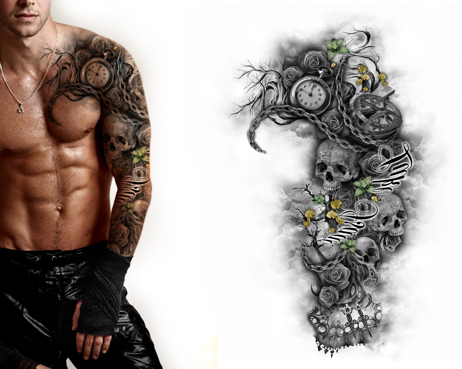 Tag Chest And Arm Sleeve Tattoo Designs Best Tattoo Design with regard to measurements 1550 X 1240