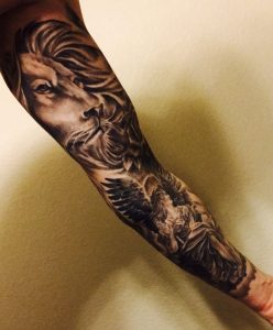 Tattoo Full Sleeve Lion Rose Angel Religious Beauty pertaining to proportions 1599 X 1935