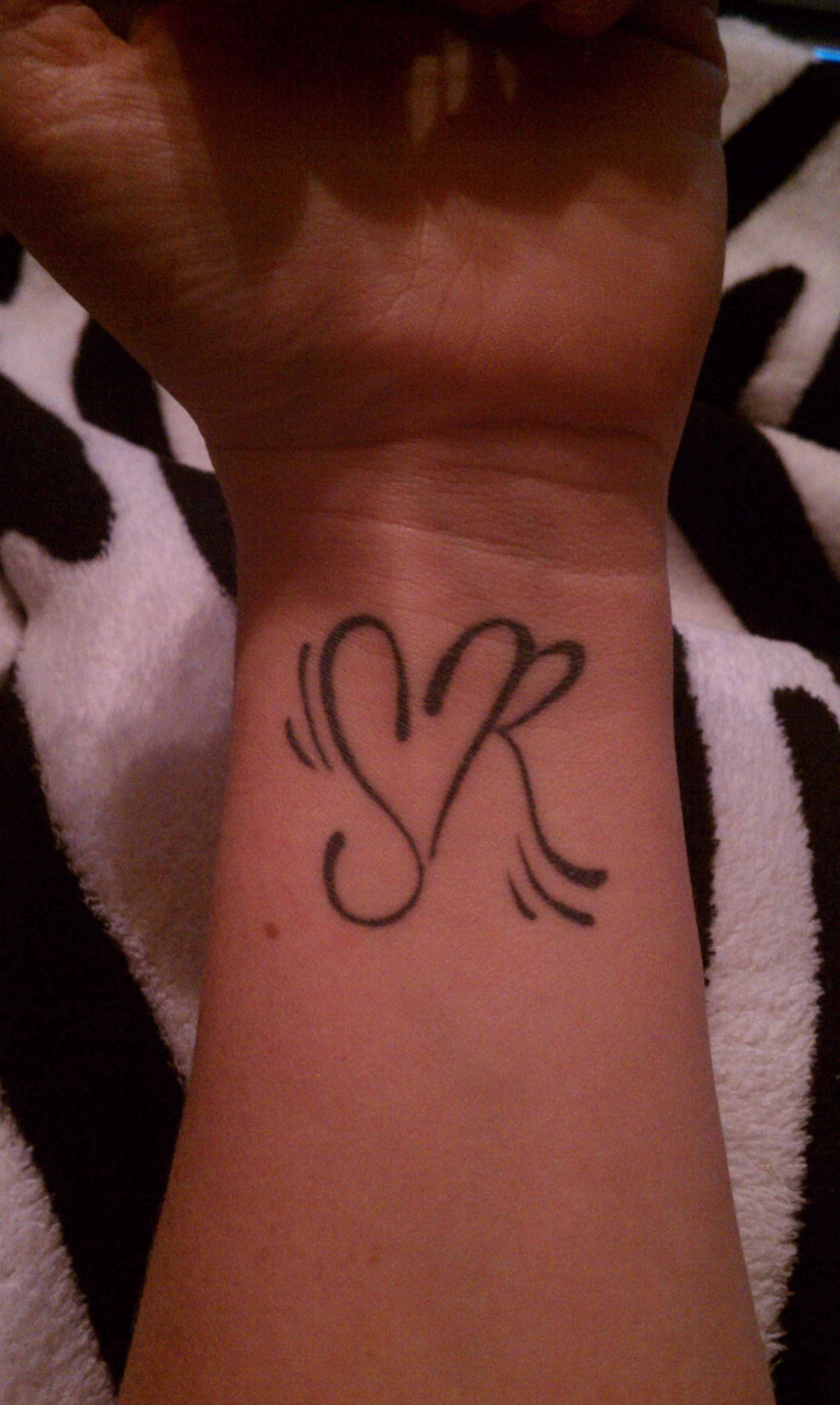 Tattoo Of Initials S And R For My Kids Formed With A Heart for size 1952 X 3264